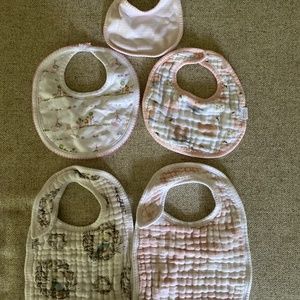 Set of 5 girls bibs